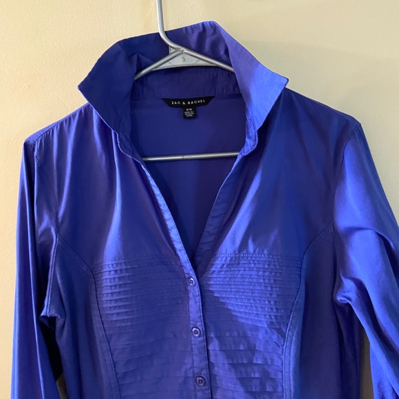 Zac & Rachel purple button down business  blouse size medium - Picture 9 of 15
